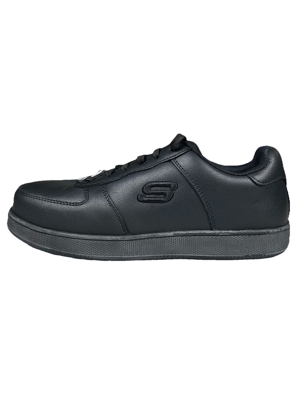 Skechers Men's Comp Toe Work Sneakers Size 9 Black Leather Low Top New